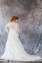 Robe de mariée sobre ligne a col en bateau avec manche longue en organza