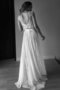 Robe de mariée de traîne courte a-ligne glamour encolure ronde naturel
