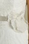 Robe de mariée naturel de traîne courte de col entaillé noeud avec ruban