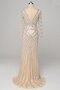 Robe de bal col ras du cou voyant textile en tulle avec perles luxueux