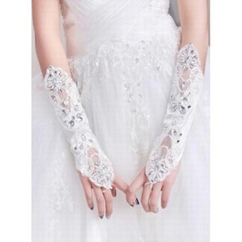 Sequin Lace Blanc Chic | Gants de mariée modernes - Photo 2