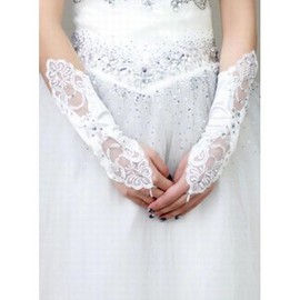 Satin Sequin Blanc Chic | Gants de mariée modernes - Photo 2
