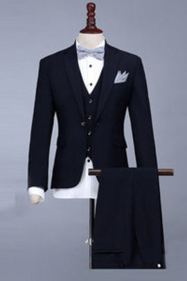 Luxe de luxe noir hommes marié hommes costume manteau pantalon