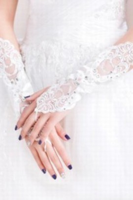 Satin Sequin Blanc Chic | Gants de mariée modernes