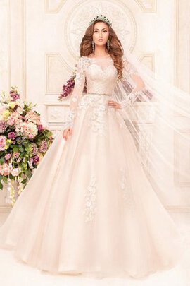 Robe de mariée romantique intemporel modeste avec perle avec manche longue