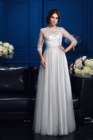 Robe mère de mariée longue avec zip a-ligne appliques col u profond