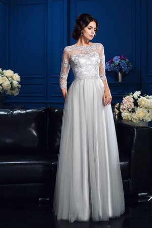 Robe mère de mariée longue avec zip a-ligne appliques col u profond