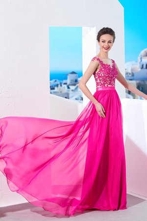 Robe de soirée de princesse a-ligne decoration en fleur manche nulle avec chiffon