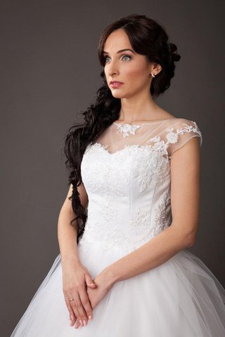 Robe de mariée discrete naturel de mode de bal avec manche courte en tulle