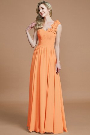 Robe demoiselle d'honneur naturel ligne a en chiffon de princesse avec sans manches