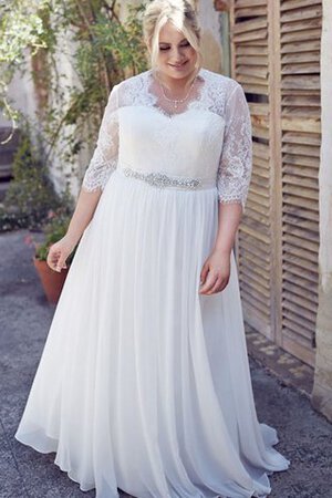 Robe de mariée vintage distinguee ligne a de col en v avec manche 1/2