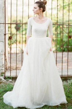 Robe de mariée fermeutre eclair de traîne courte de lotus a plage manche nulle