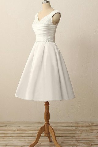 Robe de mariée plissage bref avec manche courte avec zip avec manche épeules enveloppants
