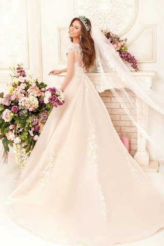 Robe de mariée decoration en fleur jusqu'au sol de traîne moyenne de mode de bal en dentelle