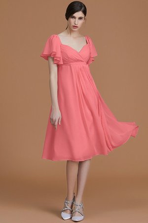 Robe demoiselle d'honneur naturel col en forme de cœur avec chiffon ruché avec zip