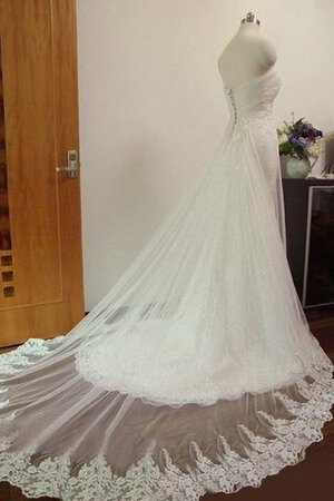 Robe de mariée en dentelle noeud decoration en fleur jusqu'au sol en tulle