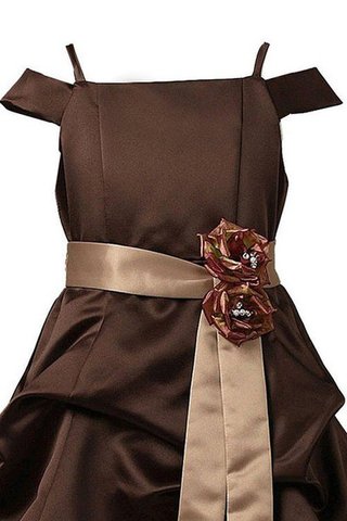 Robe cortège fille en satin de lotus avec zip de tour de ceinture en haute avec nœud