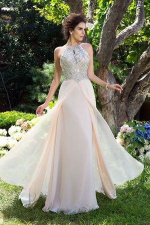 Robe de soirée longue de princesse avec zip avec chiffon a-ligne