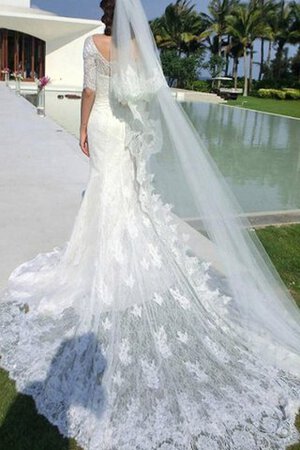 Robe de mariée distinguee plissé sexy de sirène avec manche 1/2