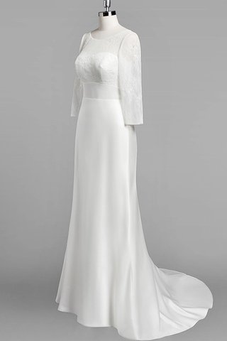 Robe de mariée distinguee collant en satin encolure ronde avec manche longue