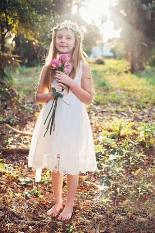 Robe cortège fille naturel plissé avec fleurs elevé manche nulle