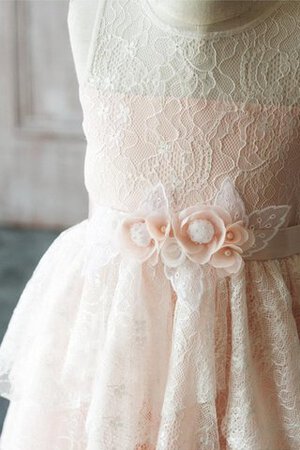 Robe cortège fille naturel plissage ceinture avec décoration dentelle avec fleurs