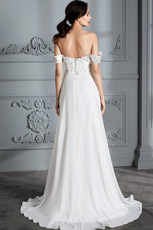 Robe de mariée naturel avec chiffon de princesse d'epaule ajourée manche nulle