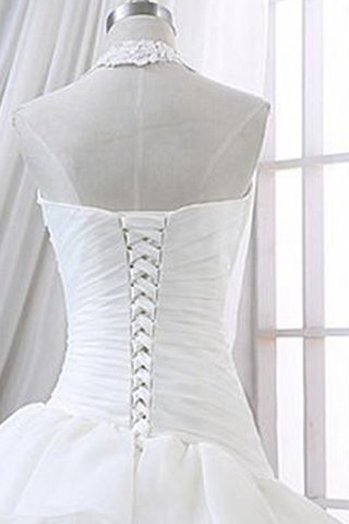 Robe de mariée longue dénudé de lotus avec décoration dentelle cordon