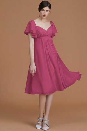 Robe demoiselle d'honneur naturel col en forme de cœur avec chiffon ruché avec zip