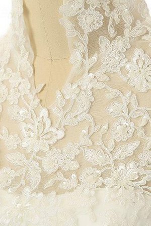 Robe de mariée modeste decoration en fleur avec manche longue de traîne mi-longue boutonné