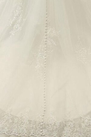 Robe de mariée modeste decoration en fleur avec manche longue de traîne mi-longue boutonné