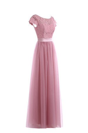 Robe de soirée simple romantique de col bateau en chiffon broder