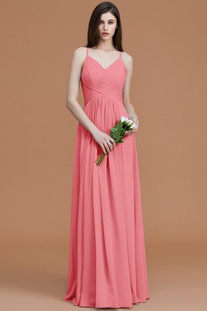 Robe demoiselle d'honneur de princesse ligne a ruché manche nulle avec chiffon