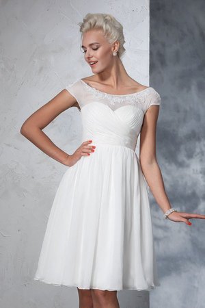 Robe de mariée bref ruché avec manche courte ligne a en chiffon