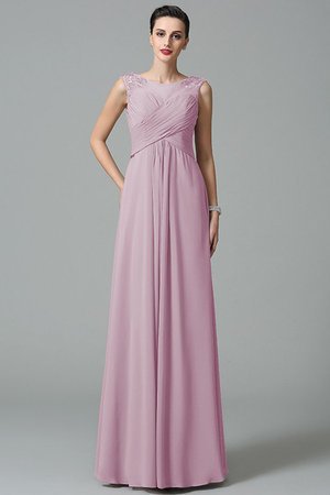 Robe demoiselle d'honneur de princesse a-ligne en chiffon avec zip encolure ronde