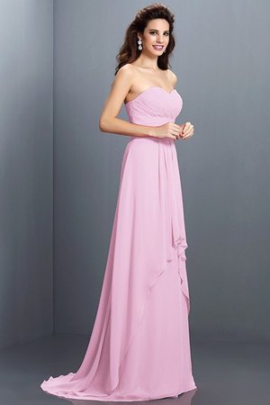 Robe demoiselle d'honneur naturel longue plissage avec fronce en chiffon