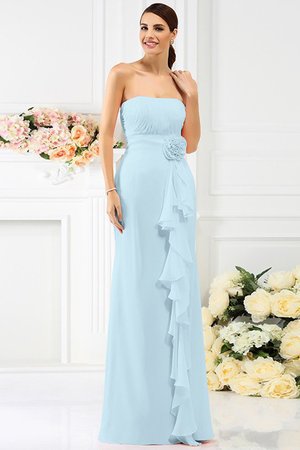 Robe demoiselle d'honneur longue avec chiffon avec fleurs fermeutre eclair en forme