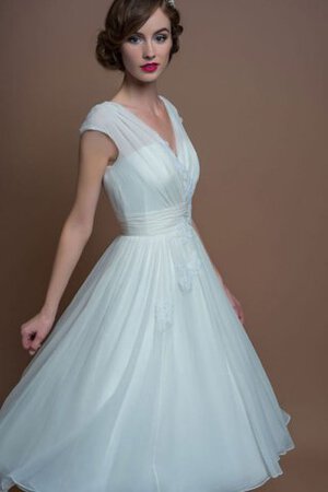 Robe de mariée facile plissage v col profonde jusqu'au mollet de col en v