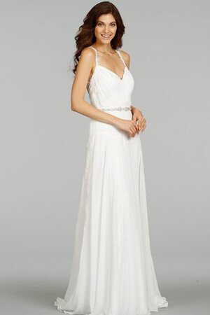 Robe de mariée naturel de traîne courte gaine manche nulle avec chiffon