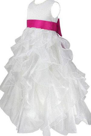 Robe cortège fille avec perle manche nulle de lotus avec nœud