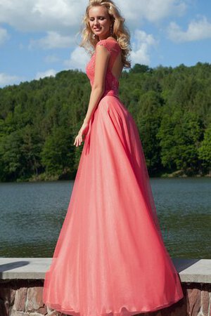 Robe de bal romantique avec manche courte noeud decoration en fleur a-ligne