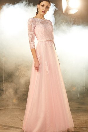 Robe de bal decoration en fleur ligne a de princesse en tulle col en bateau