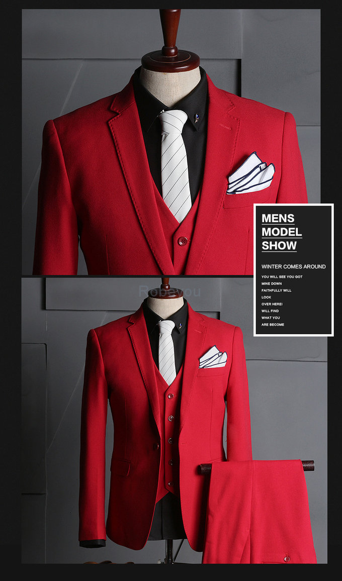 Formelle costumes de mariage pour hommes rouge costume tailleur veste avec pantalon