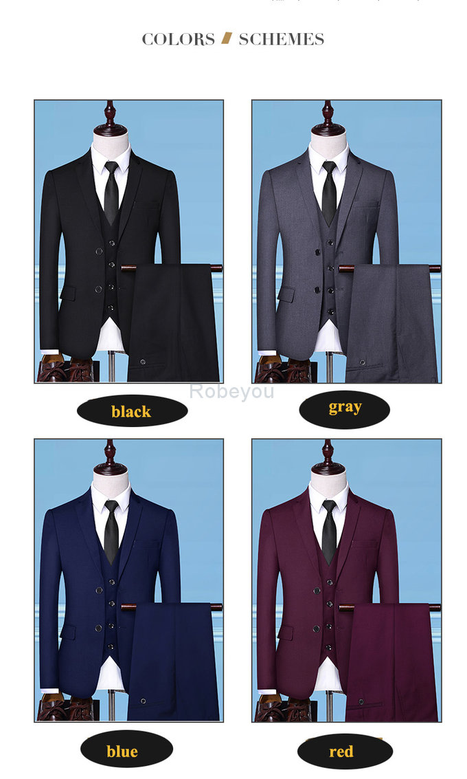 Costumes slim fit blazers deux boutons travail masculino hommes costumes