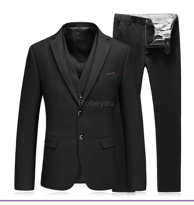 Tuxedos noir hommes hommes costumes 3 pièces mâle costumes