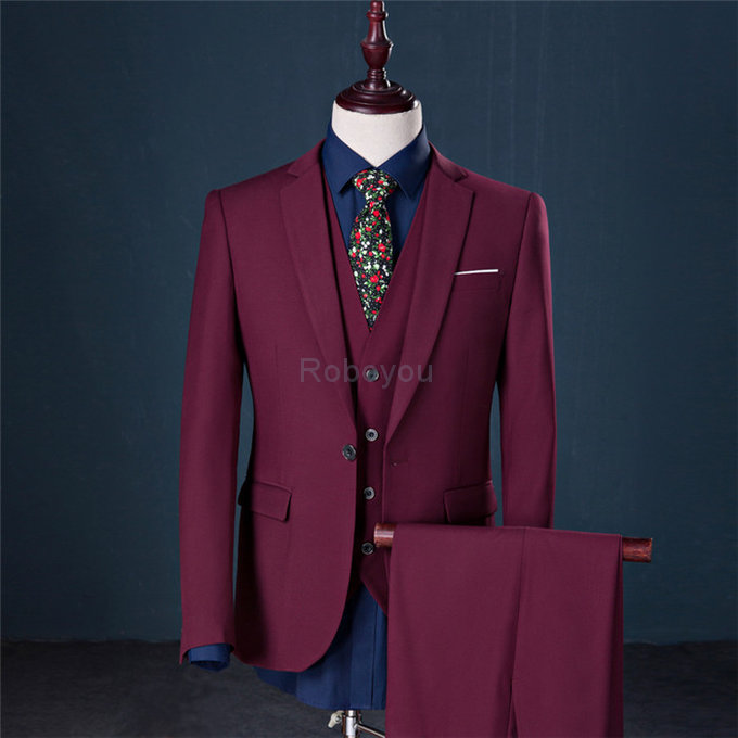 Gilet + pantalon nouveaux hommes loisirs simple couleur boutonnage costumes