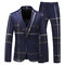 Veste de smoking costume hommes bleu hommes costume marine plaid 3 pièces