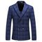 Marié mariage bleu formel double boutonnage hommes costumes