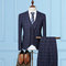 Costumes pour mariage dernier affaires plaid costume bleu hommes 3 pièces