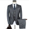 3 pièces veste + pantalon + gilet gris costumes plaid hommes marié tuxedos